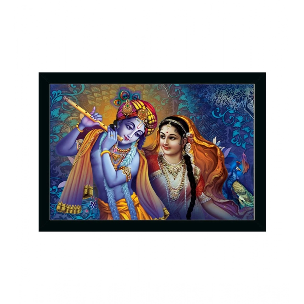 Radha Krishna Painting with Synthetic Photo Frame (Multicolor)