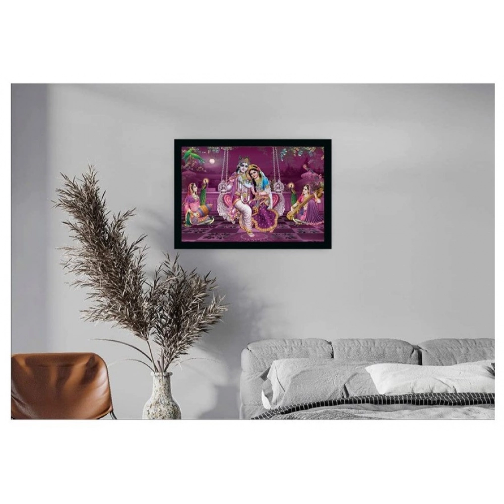 Radha Krishna Painting with Synthetic Photo Frame (Multicolor) - Image 2