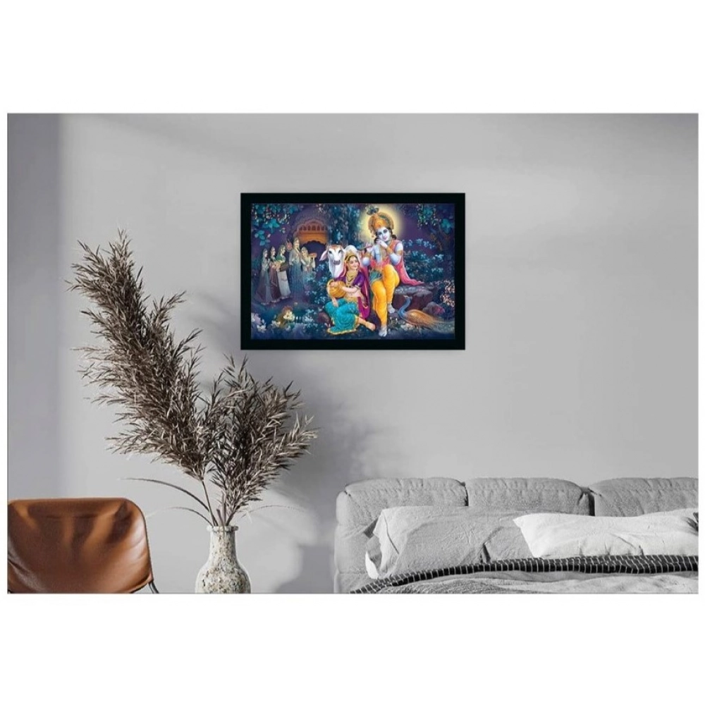 Radha Krishna Painting with Synthetic Photo Frame (Multicolor) - Image 2