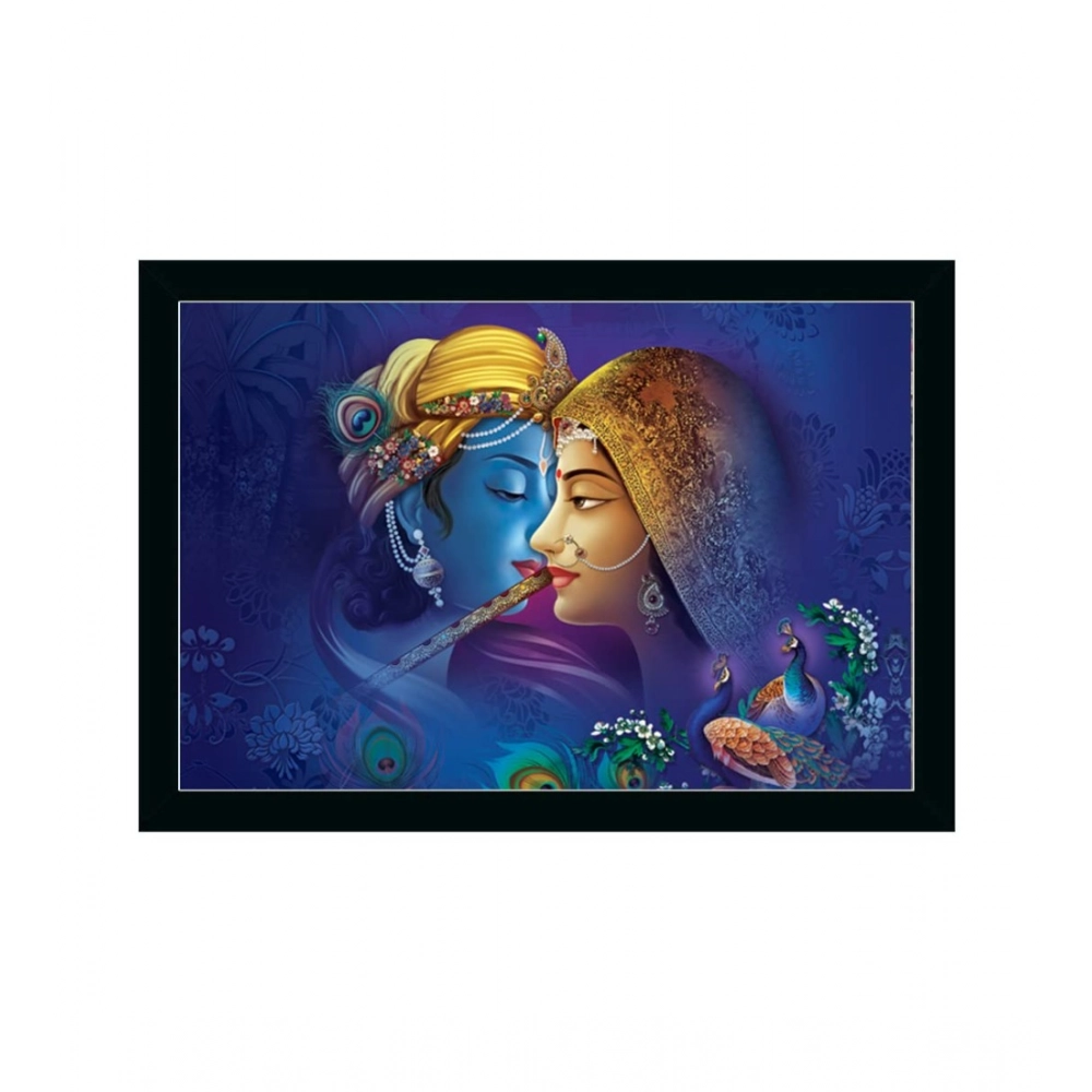 Radha Krishna Painting with Synthetic Photo Frame (Multicolor)