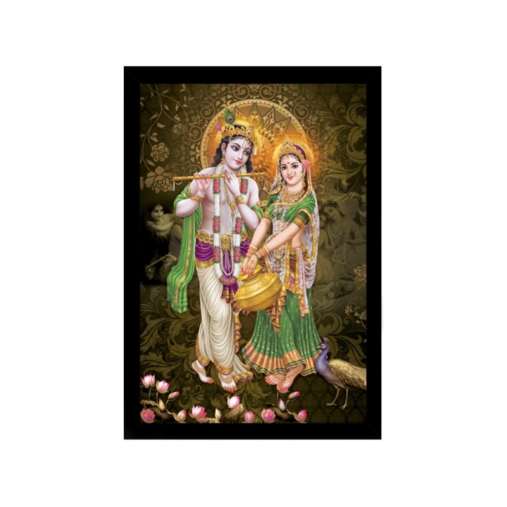 Radha Krishna Painting with Synthetic Photo Frame (Multicolor)