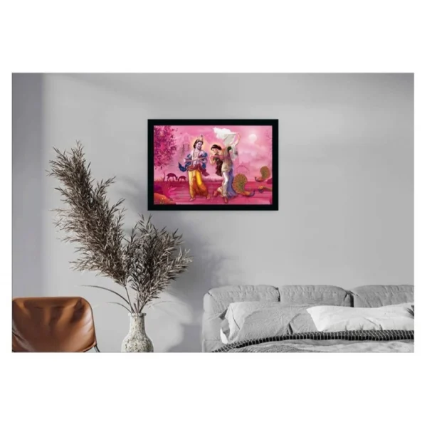 Radha Krishna Painting with Synthetic Photo Frame (Multicolor) - Image 2