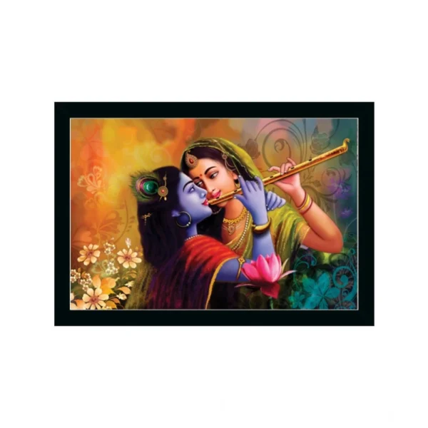 Radha Krishna Painting with Synthetic Photo Frame (Multicolor)