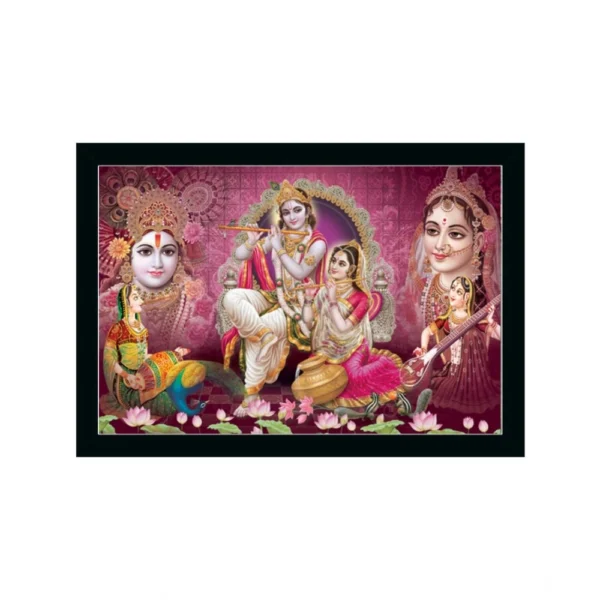 Radha Krishna Painting with Synthetic Photo Frame (Multicolor)