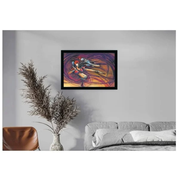 Radha Krishna Painting with Synthetic Photo Frame (Multicolor) - Image 2