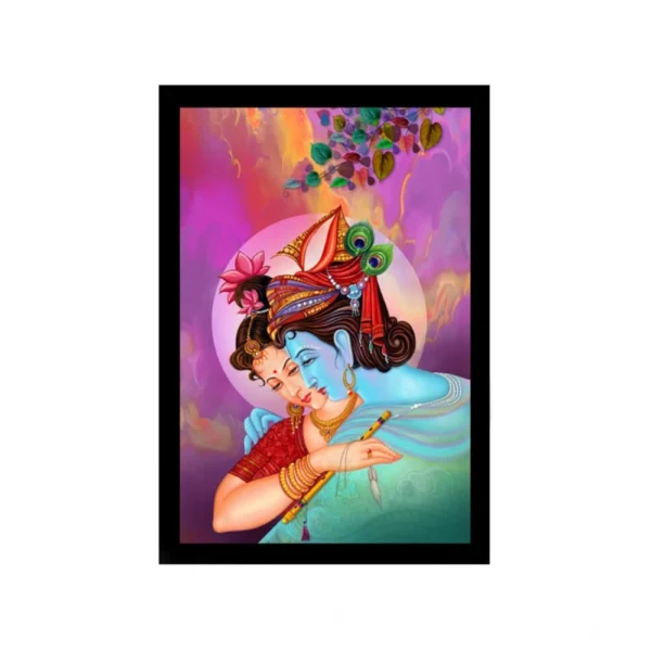Radha Krishna Painting with Synthetic Photo Frame (Multicolor)