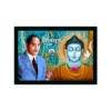 Ambedkar Buddha Painting Vinyl Sparkle Coated with Synthetic Photo Frame (Multicolor)