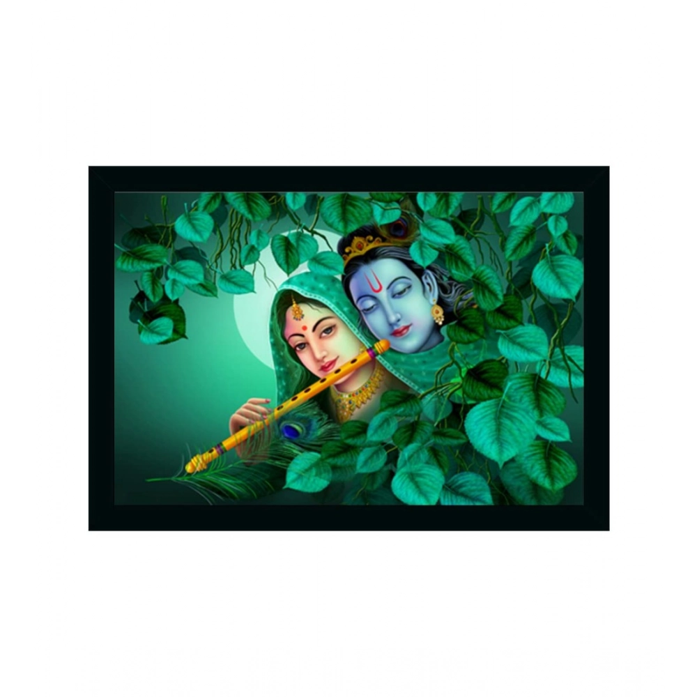 Radha Krishna Painting Vinyl Sparkle Coated with Synthetic Photo Frame (Multicolor)