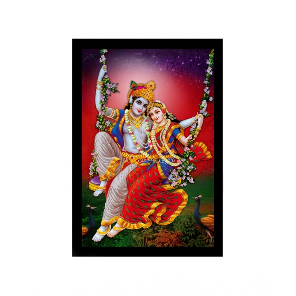 Radha Krishna Painting with Synthetic Photo Frame (Multicolor)