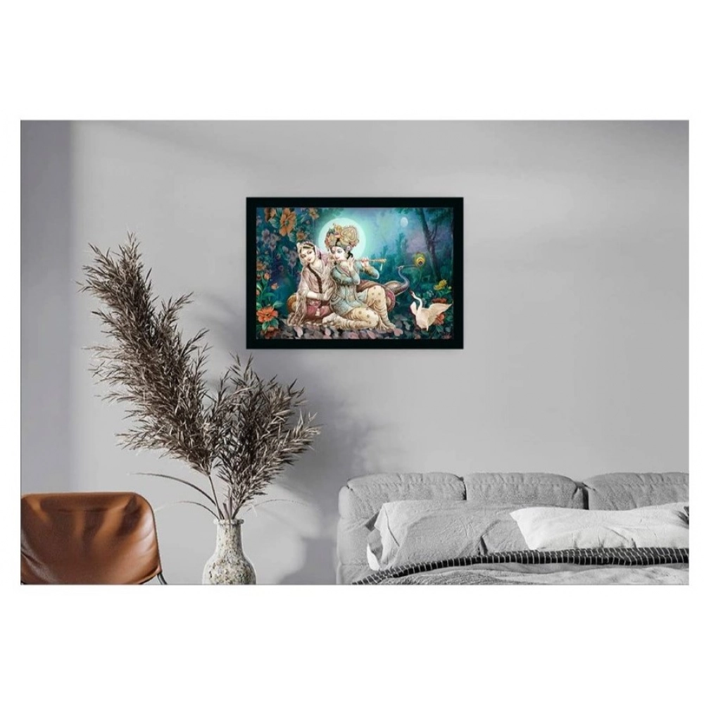 Radha Krishna Painting with Synthetic Photo Frame (Multicolor) - Image 2