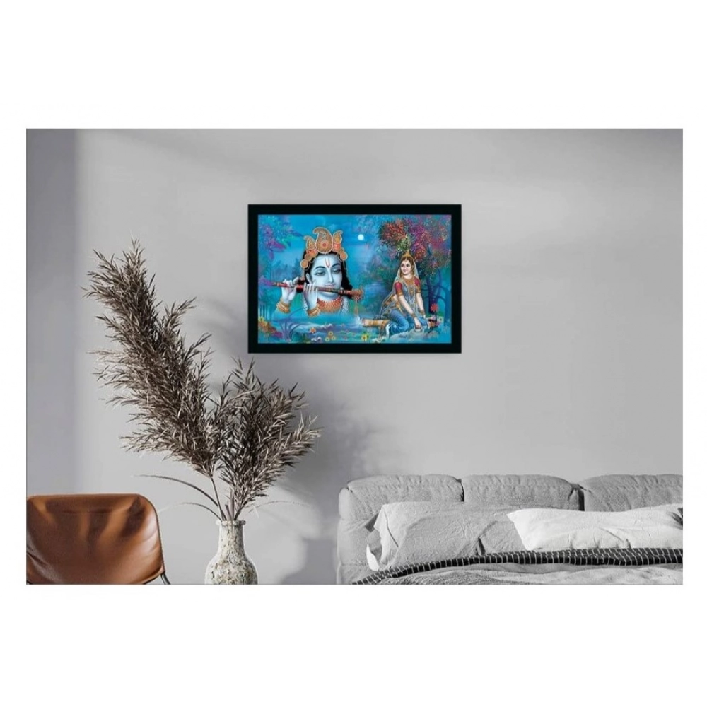 Radha Krishna Painting Vinyl Sparkle Coated with Synthetic Photo Frame (Multicolor) - Image 2