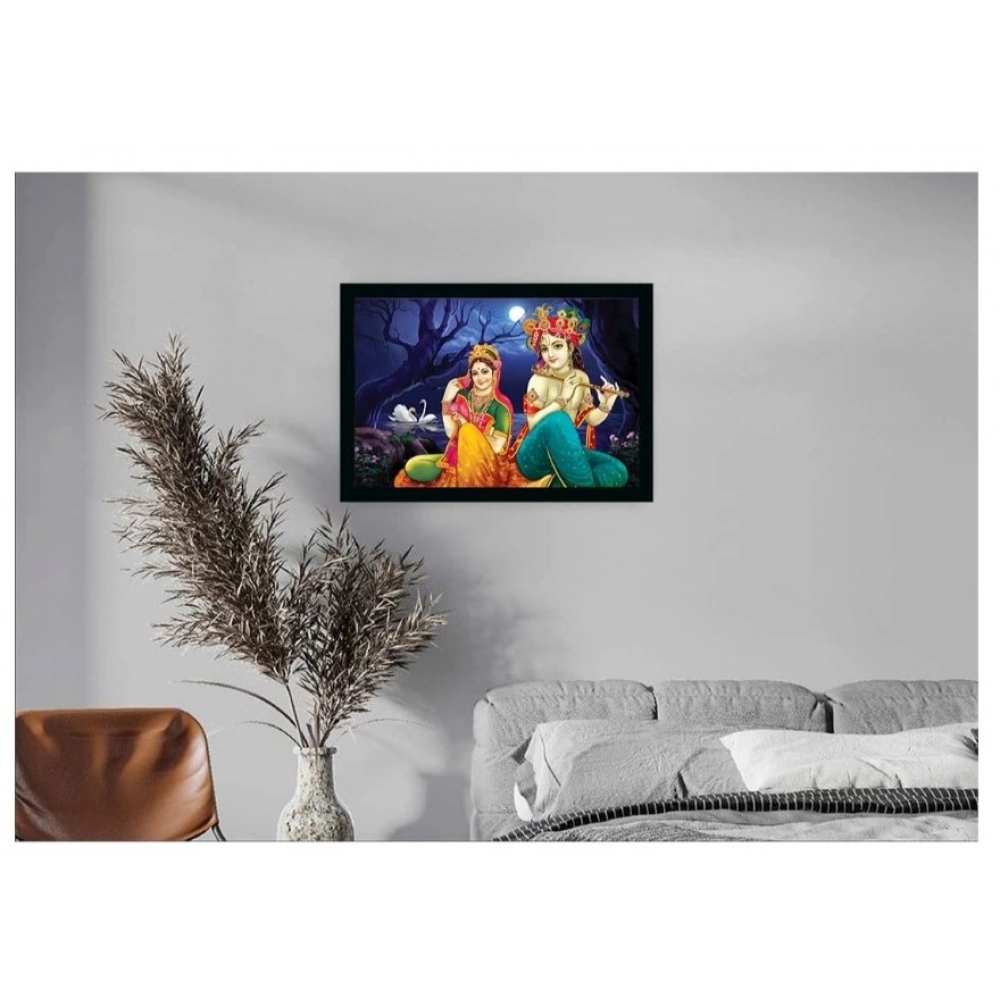 Radha Krishna Painting with Synthetic Photo Frame (Multicolor) - Image 2