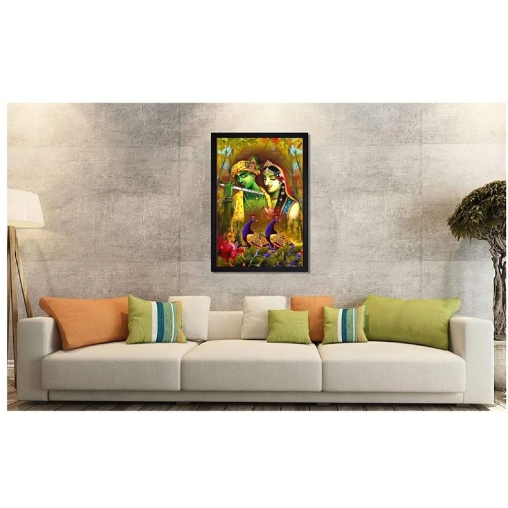 Radha Krishna Painting with Synthetic Photo Frame (Multicolor) - Image 2