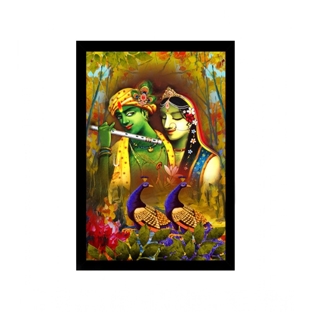 Radha Krishna Painting with Synthetic Photo Frame (Multicolor)