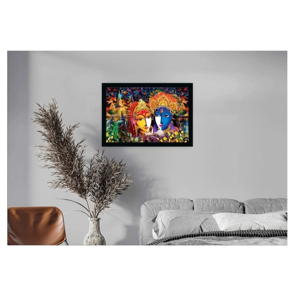 Radha Krishna Painting with Synthetic Photo Frame (Multicolor) - Image 2