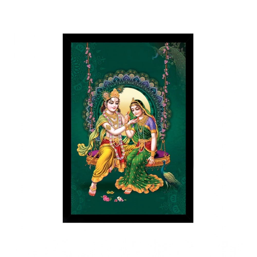 Radha Krishna Painting with Synthetic Photo Frame (Multicolor)
