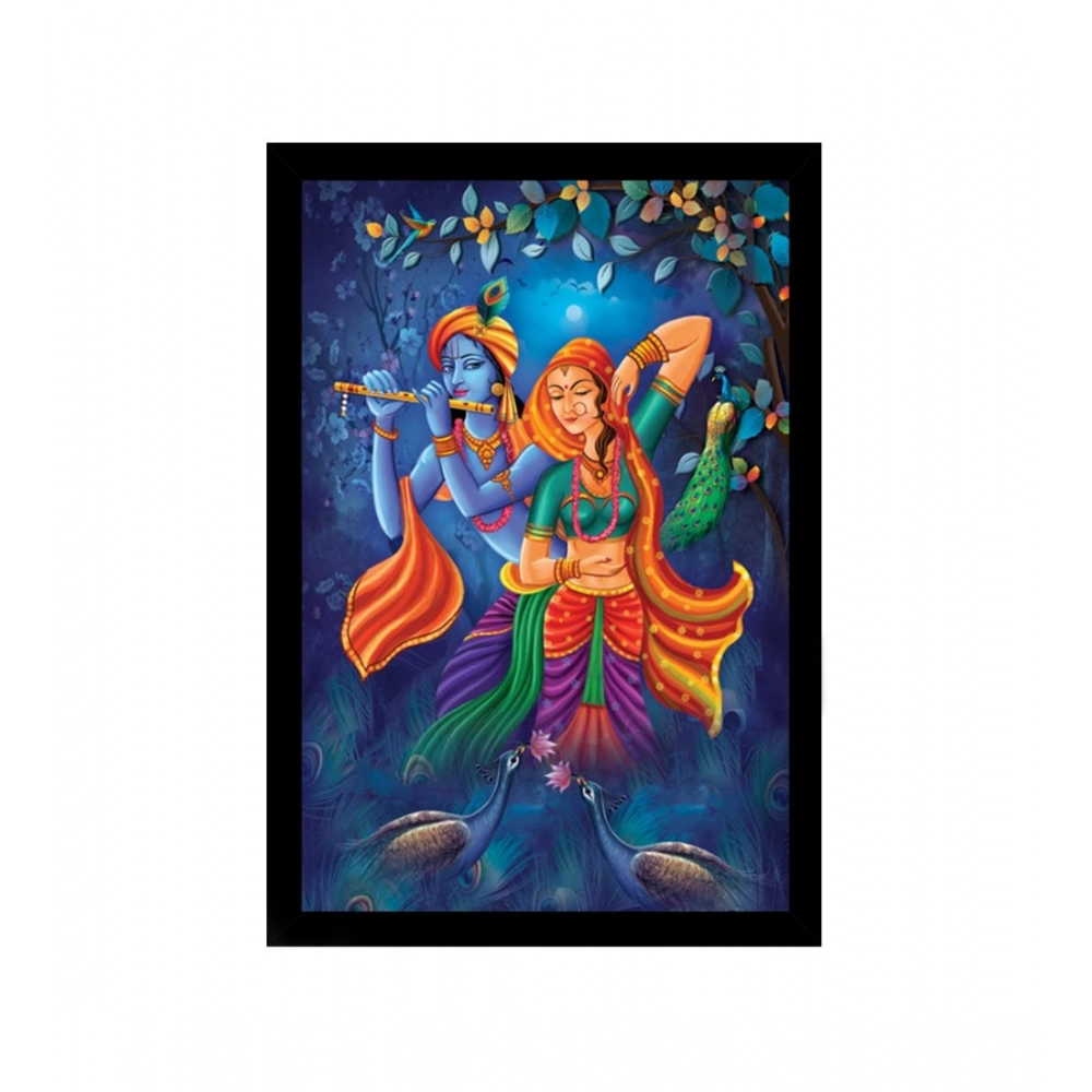 Radha Krishna Painting with Synthetic Photo Frame (Multicolor)