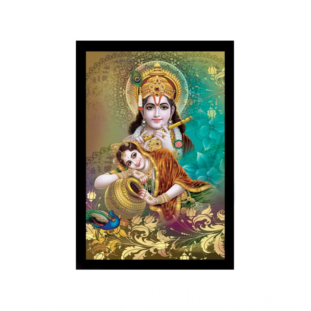 Radha Krishna Painting with Synthetic Photo Frame (Multicolor)