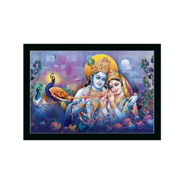 Radha Krishna Painting with Synthetic Photo Frame (Multicolor)