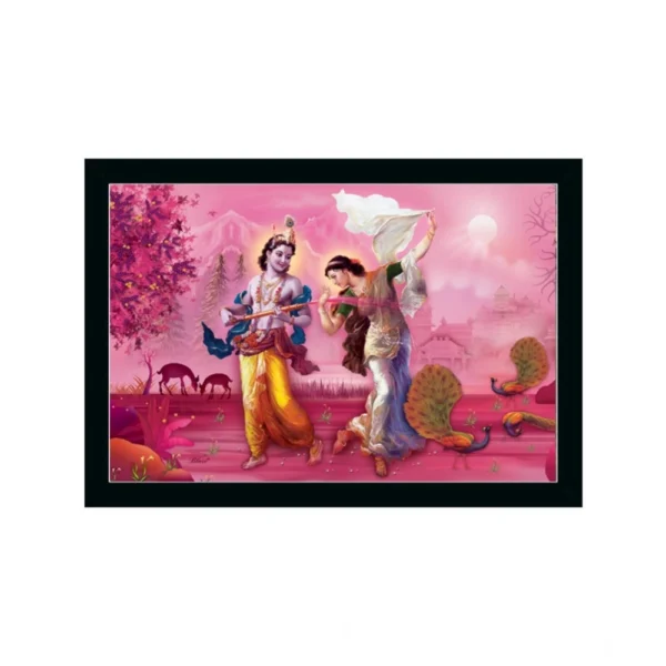 Radha Krishna Painting with Synthetic Photo Frame (Multicolor)