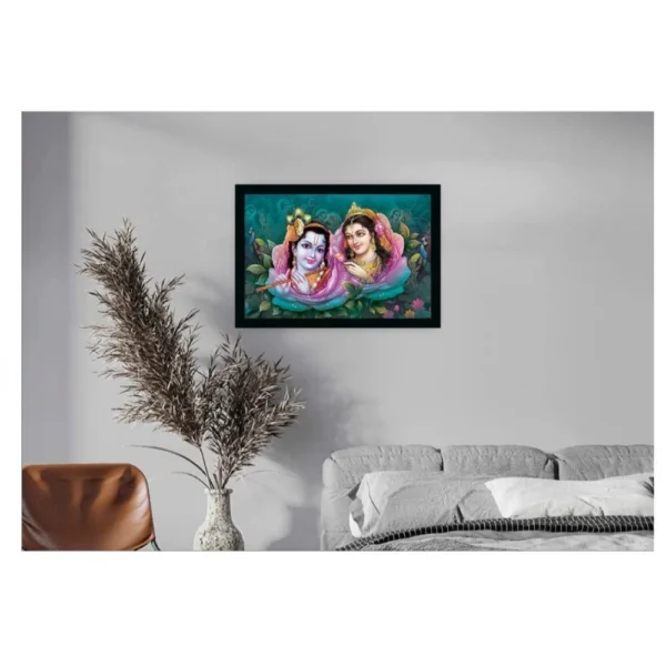 Radha Krishna Painting with Synthetic Photo Frame (Multicolor) - Image 2