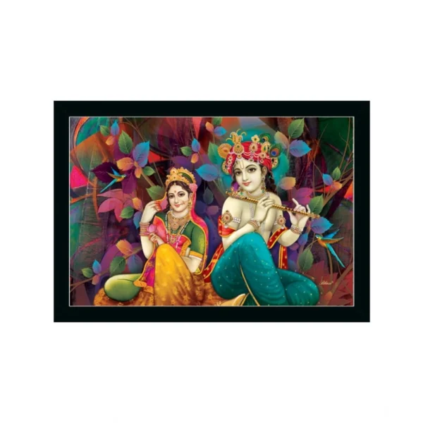 Radha Krishna Painting with Synthetic Photo Frame (Multicolor)
