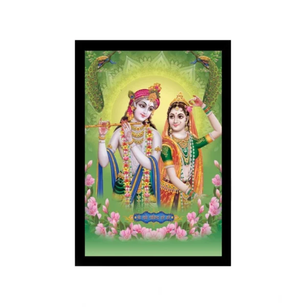 Radha Krishna Painting with Synthetic Photo Frame (Multicolor)