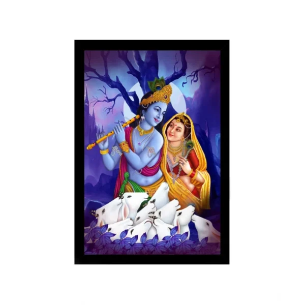 Radha Krishna Painting with Synthetic Photo Frame (Multicolor)