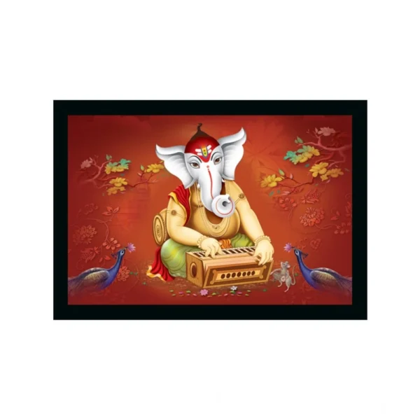 Ganesh Photo with Synthetic Photo Frame (Multicolor)
