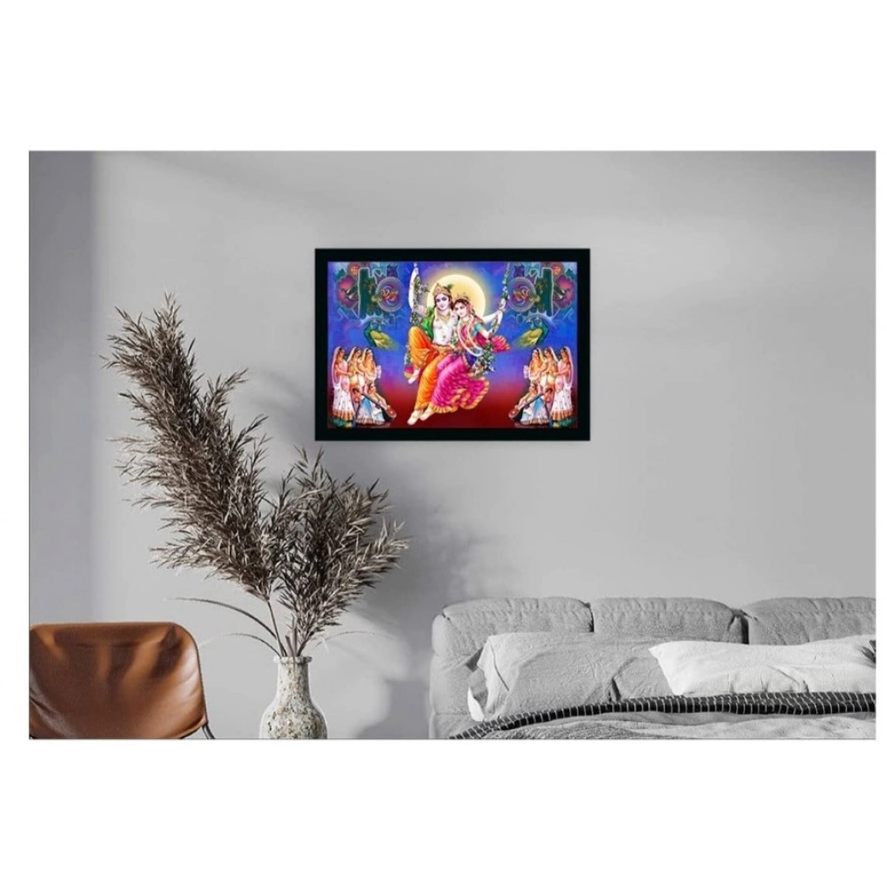 Radha Krishna Painting with Synthetic Photo Frame (Multicolor) - Image 2