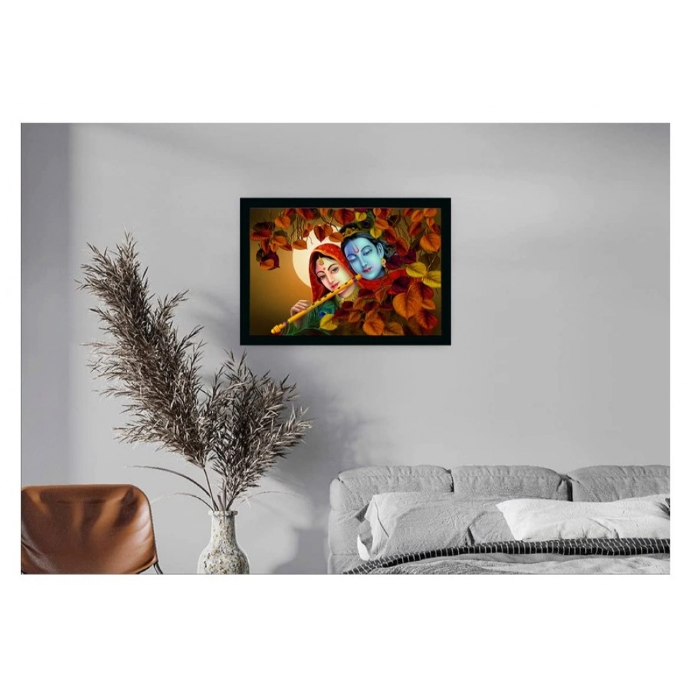 Radha Krishna Painting Vinyl Sparkle Coated with Synthetic Photo Frame (Multicolor) - Image 2