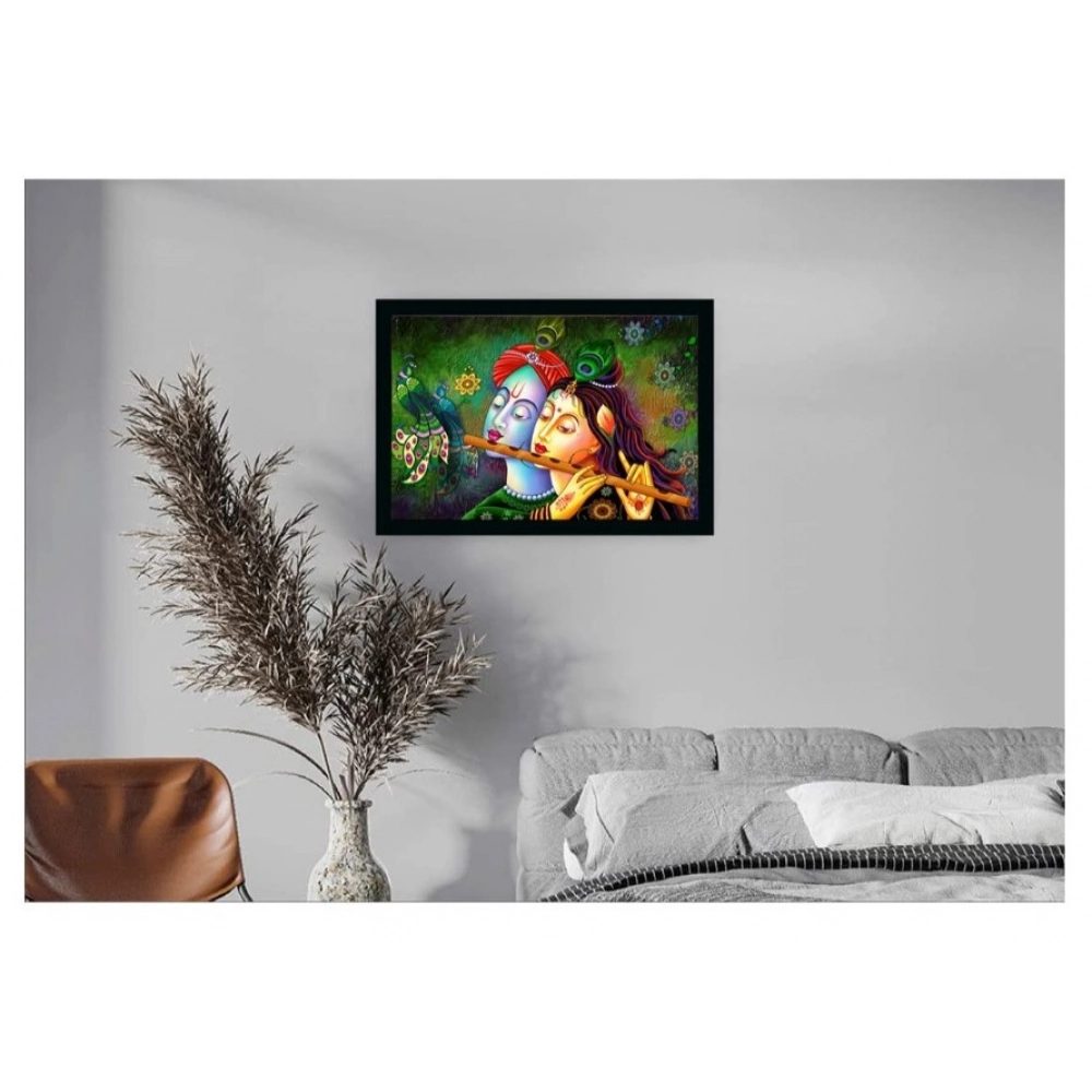 Radha Krishna Painting Vinyl Sparkle Coated with Synthetic Photo Frame (Multicolor) - Image 2