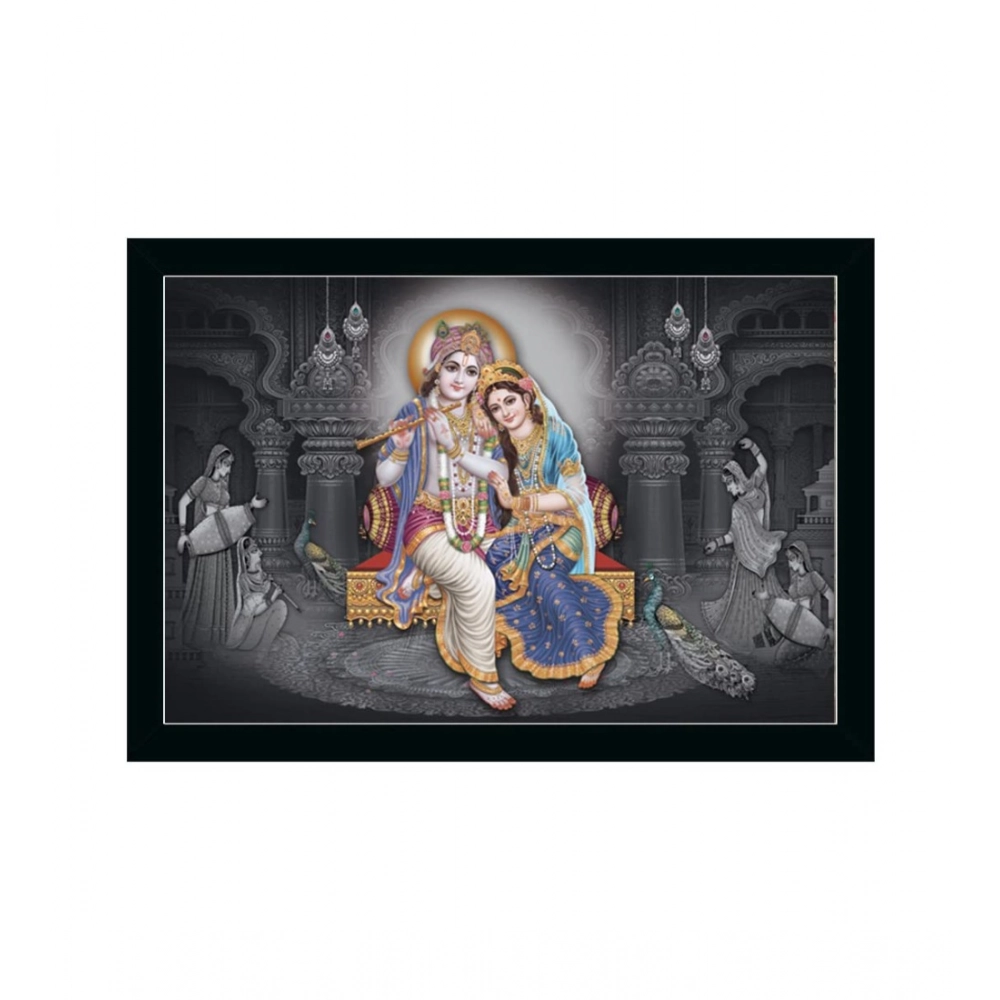 Radha Krishna Painting with Synthetic Photo Frame (Multicolor)