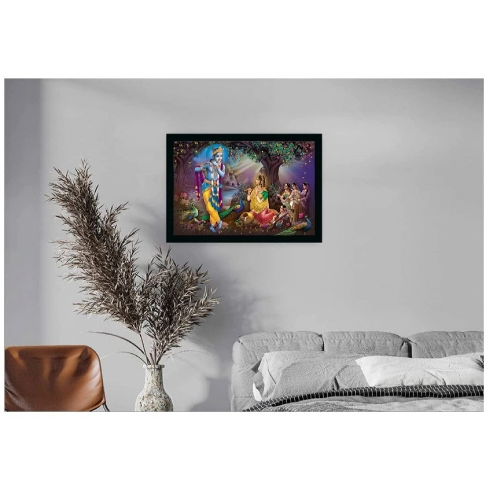 Radha Krishna Painting with Synthetic Photo Frame (Multicolor) - Image 2
