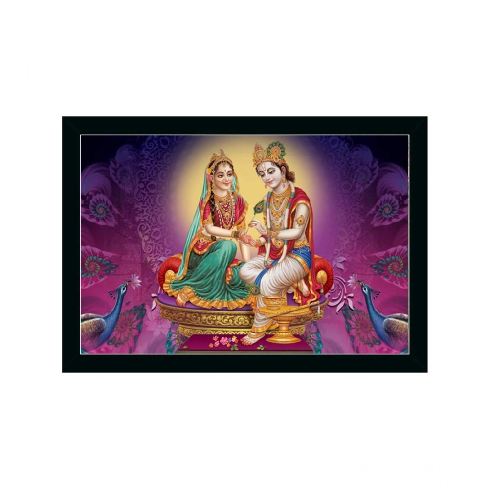 Radha Krishna Painting with Synthetic Photo Frame (Multicolor)