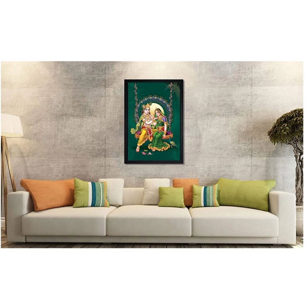 Radha Krishna Painting with Synthetic Photo Frame (Multicolor) - Image 2