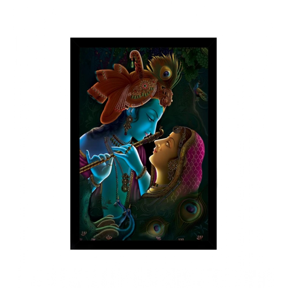 Radha Krishna Painting with Synthetic Photo Frame (Multicolor)