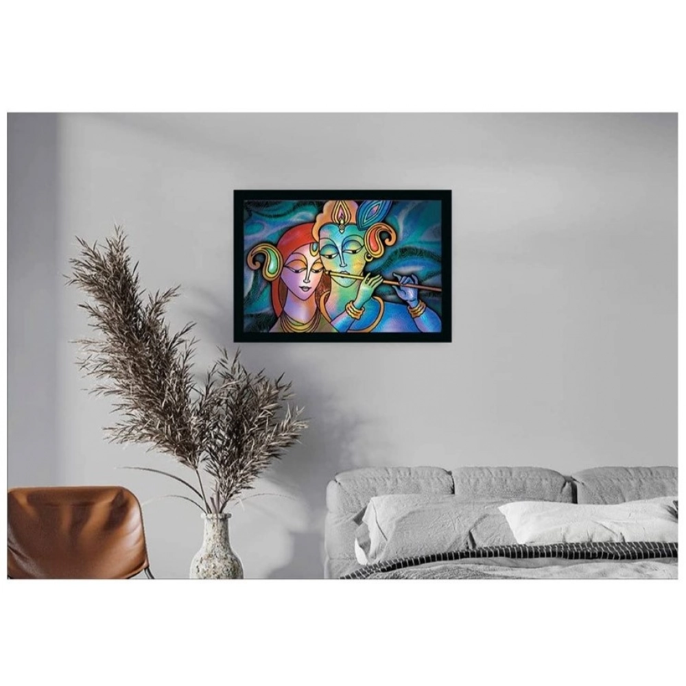 Radha Krishna Painting with Synthetic Photo Frame (Multicolor) - Image 2