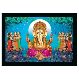 Ganesh Photo with Synthetic Photo Frame (Multicolor)