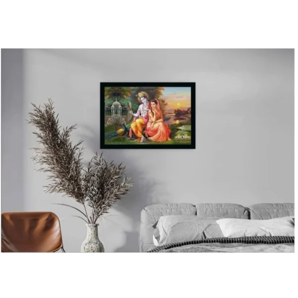 Radha Krishna Painting with Synthetic Photo Frame (Multicolor) - Image 2