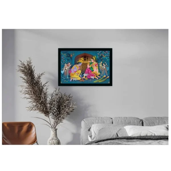 Radha Krishna Painting with Synthetic Photo Frame (Multicolor) - Image 2