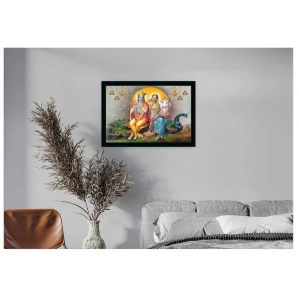 Radha Krishna Painting with Synthetic Photo Frame (Multicolor) - Image 2