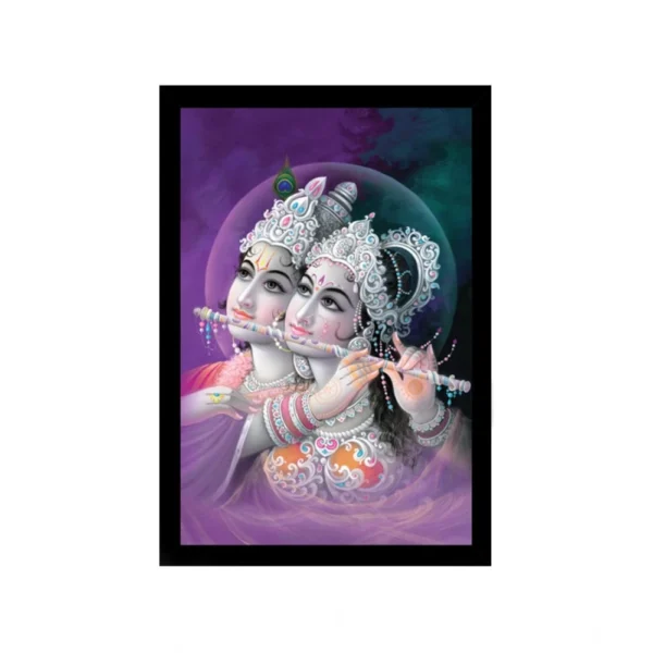 Radha Krishna Painting with Synthetic Photo Frame (Multicolor)