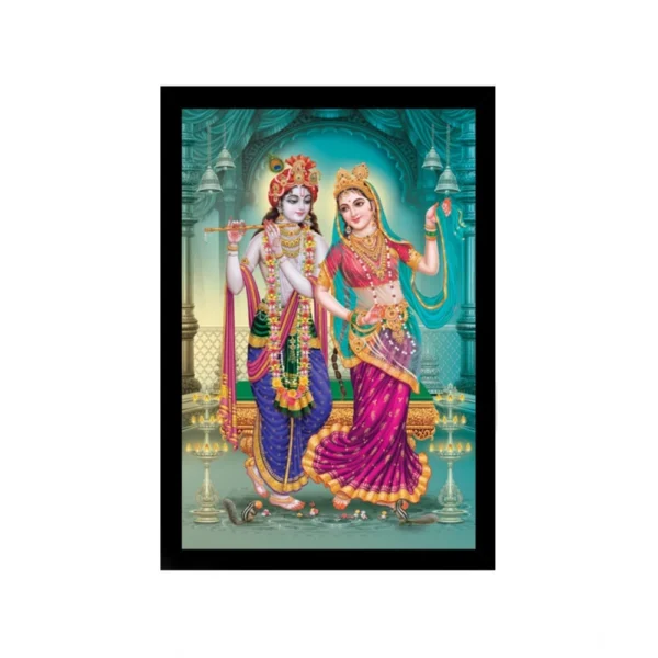 Radha Krishna Painting with Synthetic Photo Frame (Multicolor)