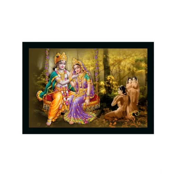 Radha Krishna Painting Vinyl Sparkle Coated with Synthetic Photo Frame (Multicolor)