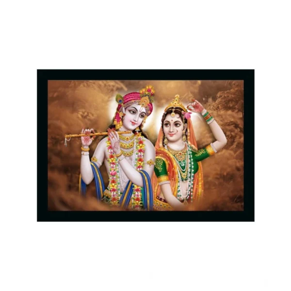 Radha Krishna Painting Vinyl Sparkle Coated with Synthetic Photo Frame (Multicolor)