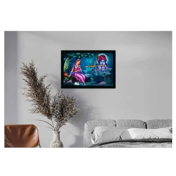 Radha Krishna Painting with Synthetic Photo Frame (Multicolor) - Image 2