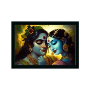 Radha Krishna Painting with Synthetic Photo Frame (Multicolor)
