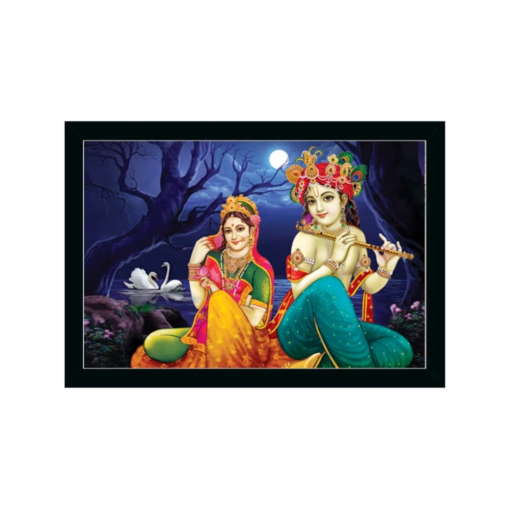 Radha Krishna Painting with Synthetic Photo Frame (Multicolor)