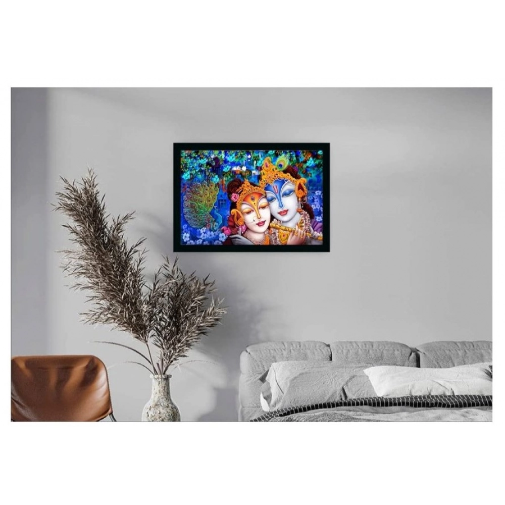 Radha Krishna Painting with Synthetic Photo Frame (Multicolor) - Image 2
